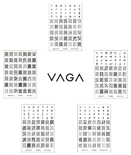 סט 5 נייל אמנות ג ' מבו פולני חותמת ביול תמונה / עיצובים צלחות / שבלונות/תבניות ס2 על ידי ואגה