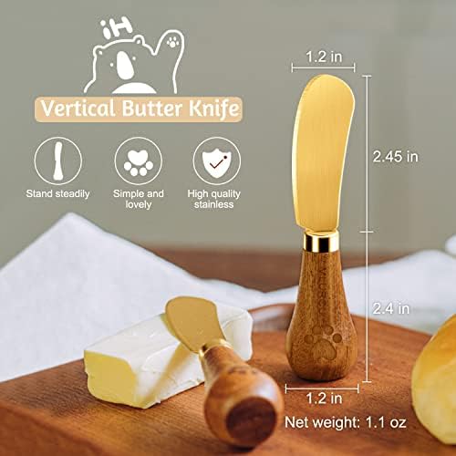סט סכין מפיץ חמאת גבינה סט עומד על סכין 4 מחשב אביזרים של חרסייני נירוסטה סכינים מפזר אנכי עם ידית עץ