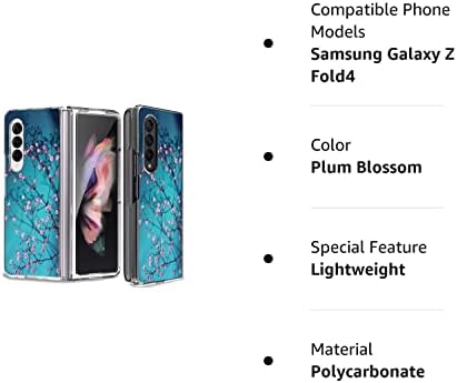 BCOV Galaxy Z Fold 4 5G Case, שזיף פרחי שזיף אנטי-סקרט, מוצק קשיח קשיח מגן מכסה טלפון חצוף עבור סמסונג