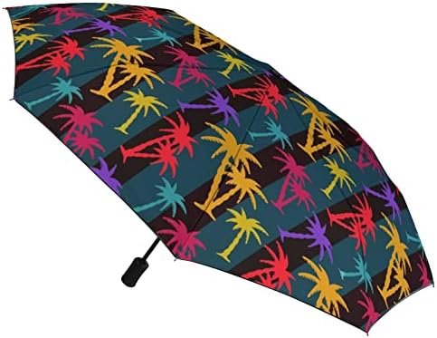 עצי דקל קוקוס טרופיים מטריה אוטומטית מטריה מתקפלת ניידת נגד אולטרה סגול מטריות נסיעות עמידות למים ואטומות