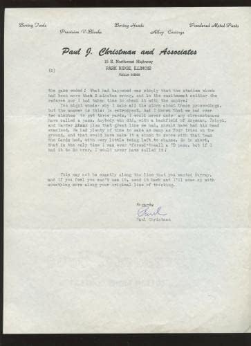 מקורי משנת 1955 פול כריסטמן חתם על 2 עמודים מכתב למורי אולדמן הולוגרמה - NFL חתימה חתימה שונות של פריטים