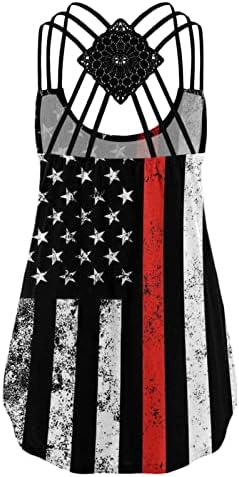 נשים 4 ביולי גופית פטריוטית גופית קיץ u צווארון חולצה ללא שרוולים אפוד דגל אמריקאי דגל מודפס CAMI מתנה