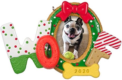 קישוט מזכרת Hallmark 2020 מתוארך שנה, מסגרת צילום של כלב חג המולד