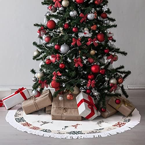 חצאית עץ חג המולד עם ציצית, צללית כלב חג המולד מחצלת עץ עץ חג המולד, חצאית עץ שלג בגודל 30 אינץ