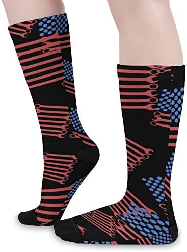 דגל אמריקאי מודפס צבע תואם גרביים אתלטי ברך גרביים גבוהים לגברים נשים