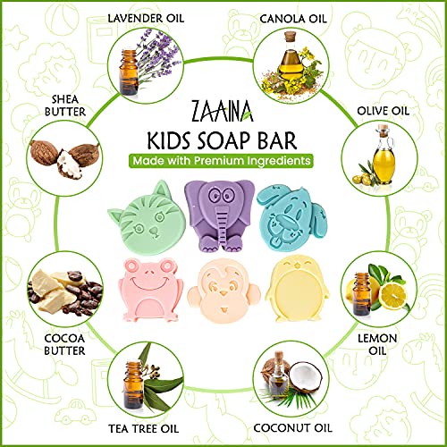 זאיאנה ילדים בר סבון, צורות בעלי חיים ייחודיות, טבעיות, חמודות, זמן אמבטיה מהנה לילדים, בנים או בנות,