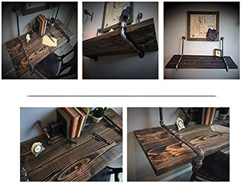 פשטות מסוגננת מדף קיר רכוב צף מדף מדפים רטרו שולחן מחשב ברזל אמנות מוצק עץ לחסוך מקום,2 גדלים,, 100