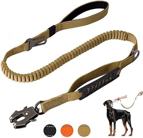 רצועת כלבים כבדה 4-5ft טקטי מתכוונן כוח באנג'י רצועות מתיחה לכלבים קטנים בינוניים עד 160 קילוגרמים רצועת