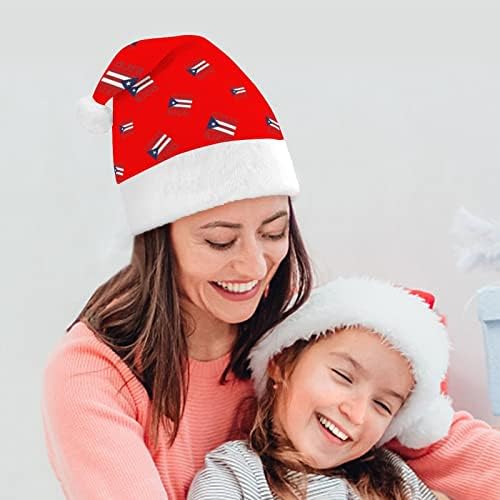 פורטו ריקו המדינה דגל מצחיק חג המולד כובע סנטה קלאוס כובעי קצר קטיפה עם לבן חפתים עבור חג המולד חג מסיבת