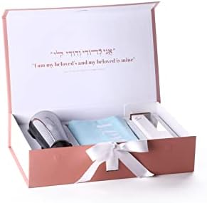 Chuppah שובר זכוכית מזוזה ערכת יהודית-מעורבות לחתונה-מתנה עם מארז מזוזה מלט, כלי זכוכית צבעוני, כיס