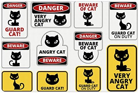 מחצלת חיות מחמד מצחיקה לניתוח למזון ומים, היזהרו משמר החתולים שלטי קומיקס וצלחות הומוריסטיות אזהרות
