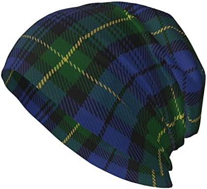 מיזיבאו יוניסקס כפת כובע סקוטי לבן, אדום & מגבר; ירוק משובץ טרטן חם רפוי לסרוג כובע בארה ' ב מתנה למבוגרים