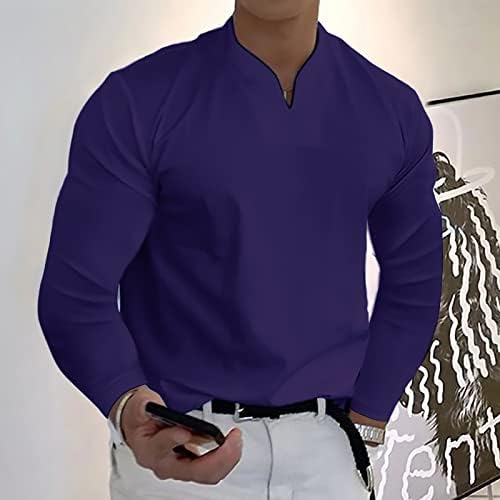 חולצות קיץ לגברים מזדמנים בצבע אחיד מסוגנן V
