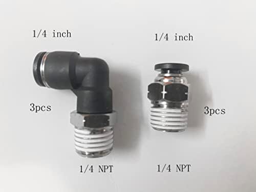 אוויר קו 1/4 אינץ שחור פנאומטי ניילון צינור 32.8 רגל , 6 יחידות 1/4 אינץ צינור 1/4 חוט אוויר קו חיבור