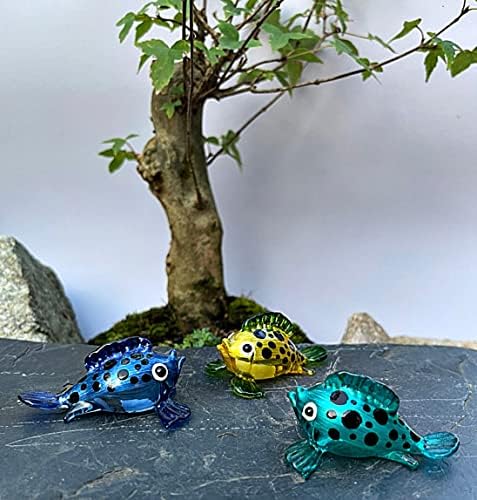 דגי נשף זכוכית, נקודה שחורה, סאל כחול בהיר, S מיניאטורי יד מזכוכית דגי ים זכוכית דגי פסלון פסל מתנות