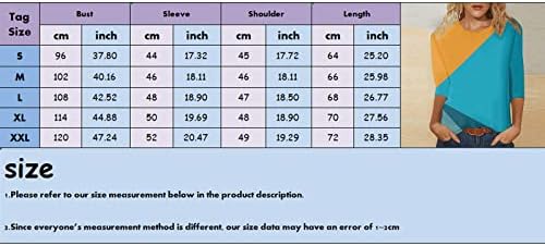 אביב נשים אביב וקיץ שרוולים ארוכים צוואר עגול שלוש שרוול שרוול חולצה חולצה גיאומטרית חוסמת חולצה חולצה
