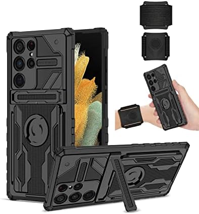 Hapheara עבור Samsung Galaxy S22 Ultra Case עם פועל סרטי זרוע 360 ° מחזיק טלפון סלולרי סיבוב+רצועת הרחיבה