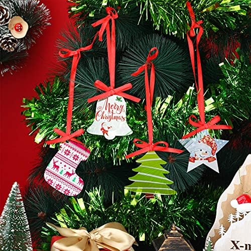 קישוטי חג המולד אקריליים ברורים 3 אינץ 'כוכבים גרבי חג המולד צורת עץ פעמון קישוטים אקריליים לחג המולד