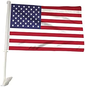 Bannerbuzz ארהב דגל דגל רכב אמריקאי דגל קליפ דגל 18 W x 12 H כולל קטבים לפטריוטיים, אירועי ספורט, מצעדים