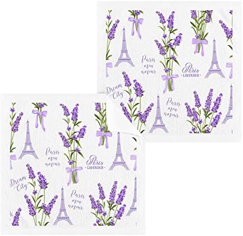 קיגאי 2 חבילות אייפל מגדל ליבנדר פרחי כביסה - מגבות פנים רכות, מגבות כושר, איכות מלון וספא, מגבות אצבעות