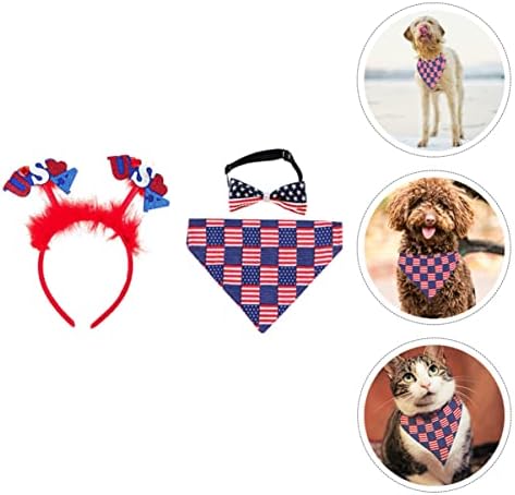 ABOOFAN 4 ביולי 4 ביולי סרט חיל החיות כלב בנדנה בנדנה פטריוטית תחפושת לחיות מחמד תלבושות אנמריקרן