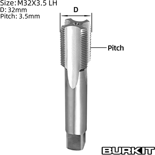 Burkit M32 x 3.5 חוט ברז על יד שמאל, HSS M32 x 3.5 ברז מחורץ ישר ברז