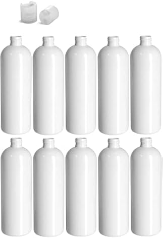 16 אונקיה של בקבוקים עגולים קוסמו, פלסטיק לחיות מחמד ריק ללא מילוי BPA, עם צבע טבעי לחץ על כובעי דיסק